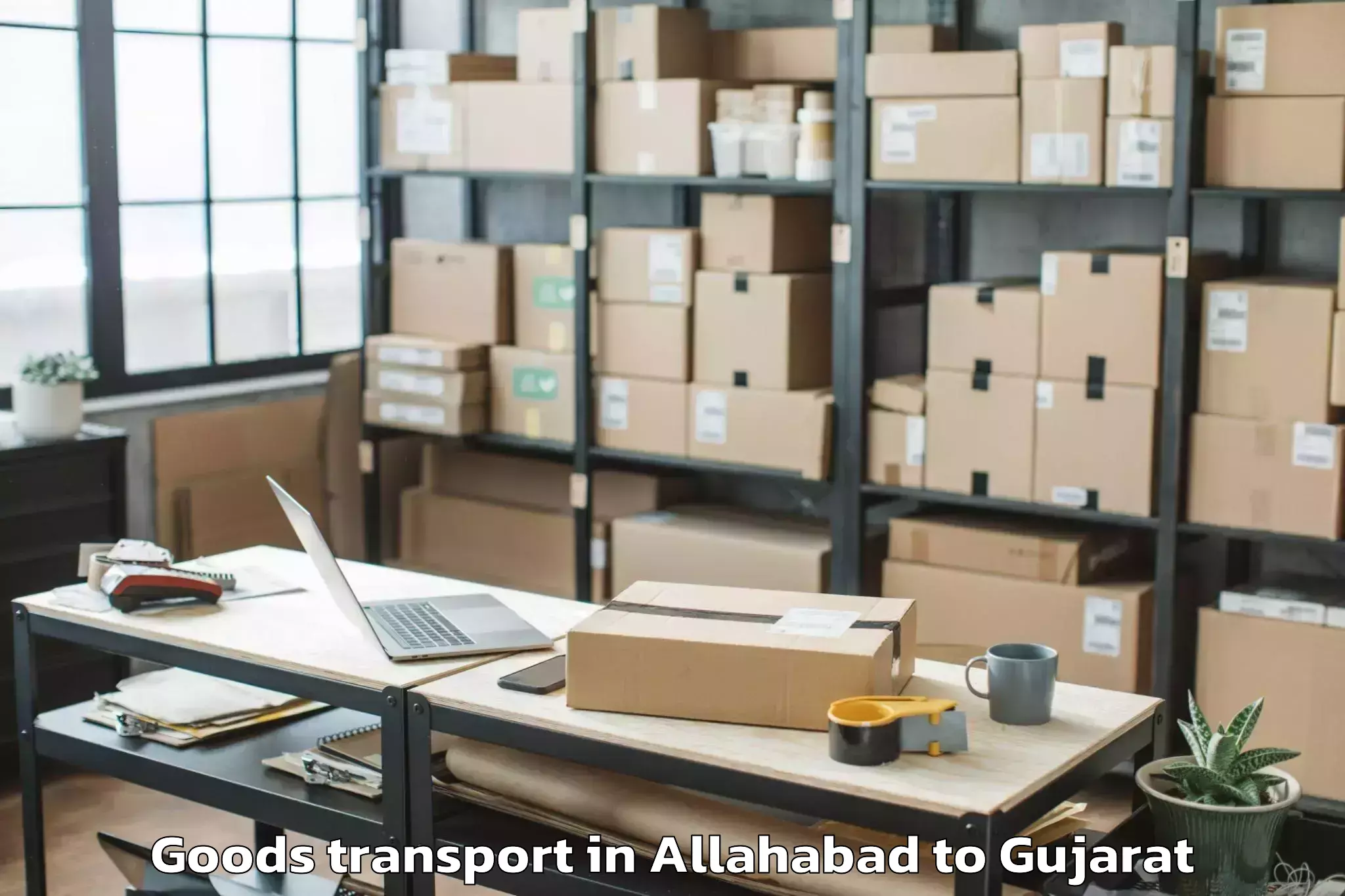 Trusted Allahabad to Keshod Airport Ixk Goods Transport